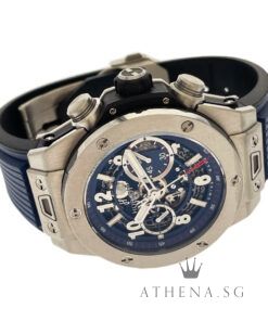 Alternative view of HUBLOT BIG BANG UNICO BLUE TITANIUM 45MM "BLUE DIAL" WITH BOX & CERT DATED (10/2020) REF 411.NX.5179