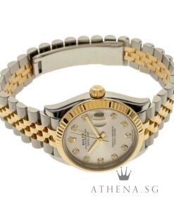 Alternative view of ROLEX YELLOW ROLESOR MID SIZE OYSTER PERPETUAL DATEJUST 31MM "AN" SERIES "SILVER DIAMOND DIAL" WITH BOX & CERT DATED (01/2023) (STILL UNDER AGENT WARRANTY) 278273