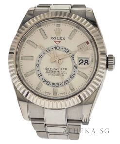 ROLEX ROLESOR OYSTER PERPETUAL ANNUAL CALENDAR GMT SKY DWELLER "AN" SERIES "WHITE DIAL" WITH CERT DATED (04/2019) 326934