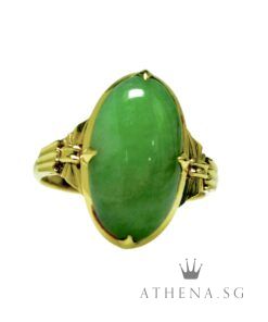 20K Y/G OVAL DESIGN JADE RING 5.37G (SIZE 14.5) ($898.00 NETT)