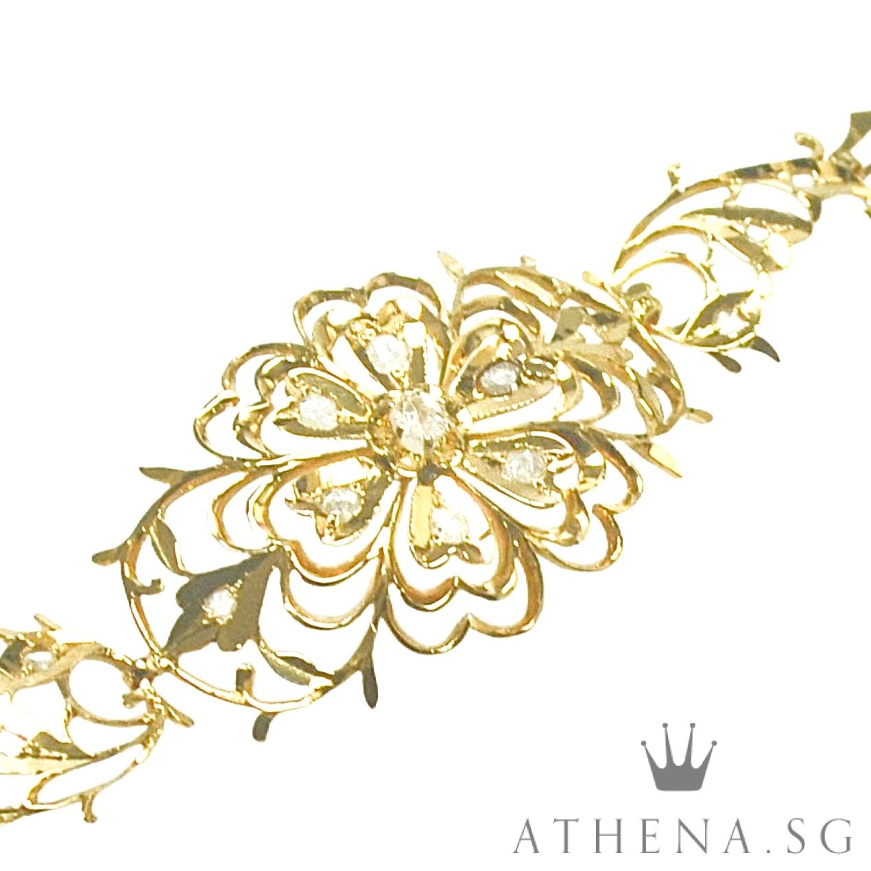 20K YG ANTIQUE DESIGN INTAN BRACELET 7.21G (LENGTH 16CM) - Image 3