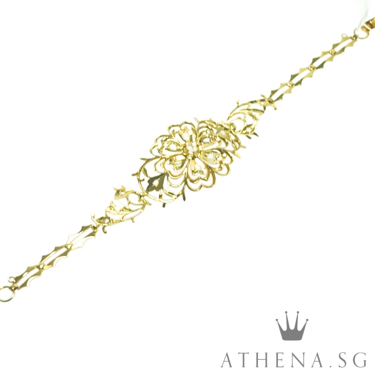 20K YG ANTIQUE DESIGN INTAN BRACELET 7.21G (LENGTH 16CM) - Image 5