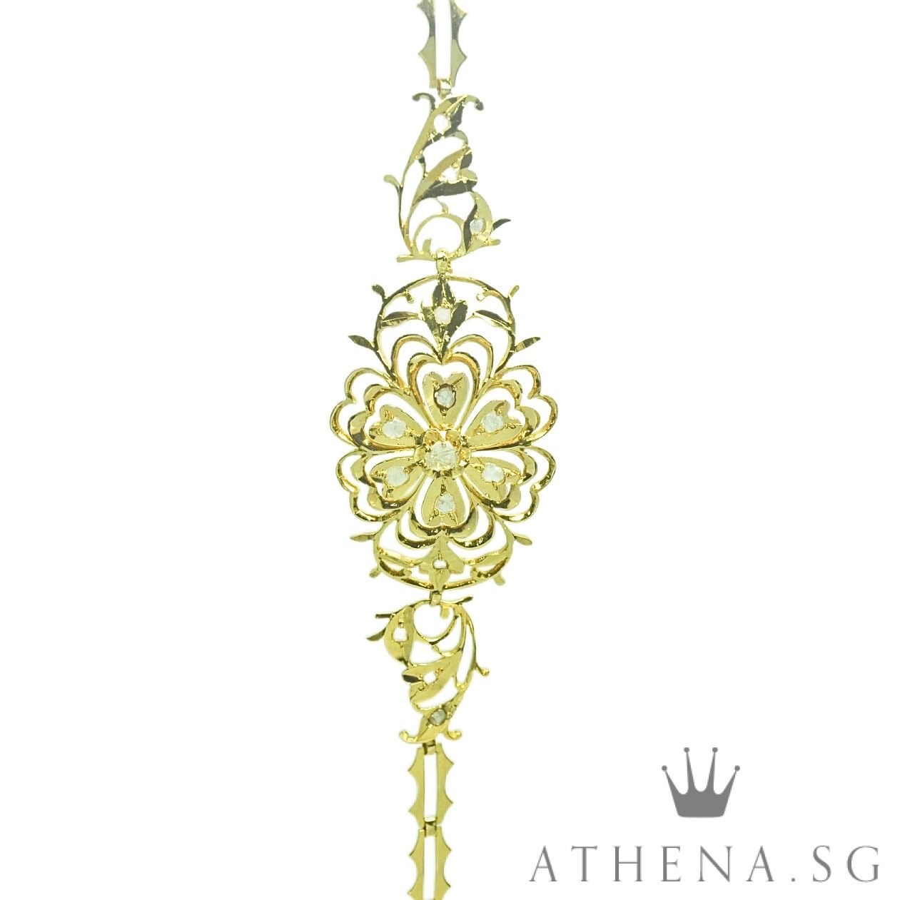 20K YG ANTIQUE DESIGN INTAN BRACELET 7.21G (LENGTH 16CM)