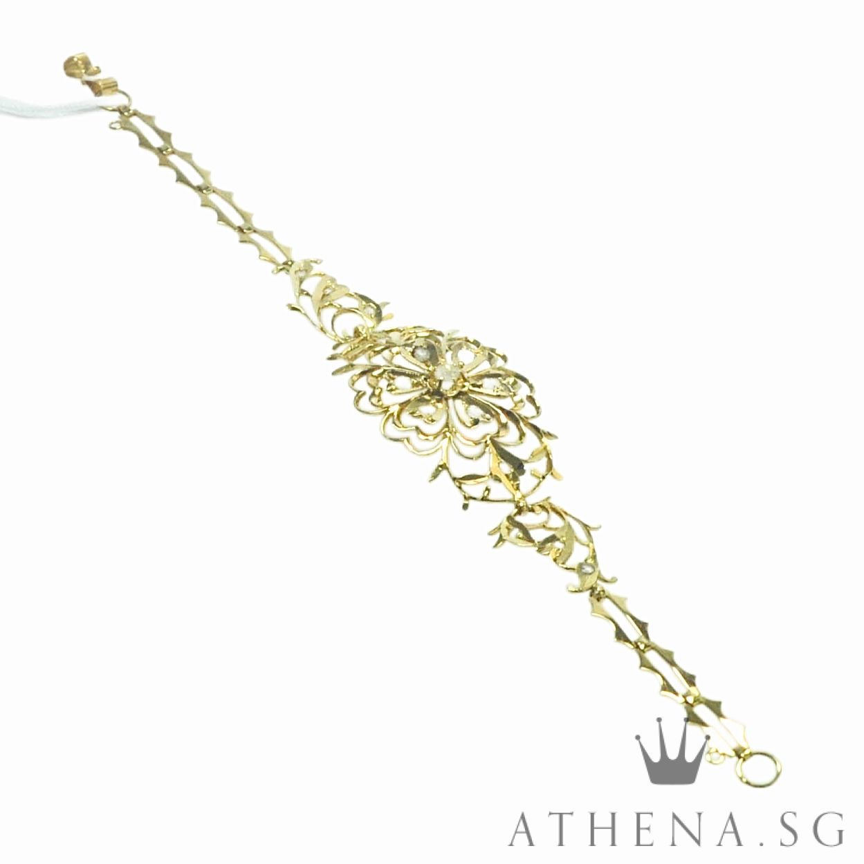 20K YG ANTIQUE DESIGN INTAN BRACELET 7.21G (LENGTH 16CM) - Image 4