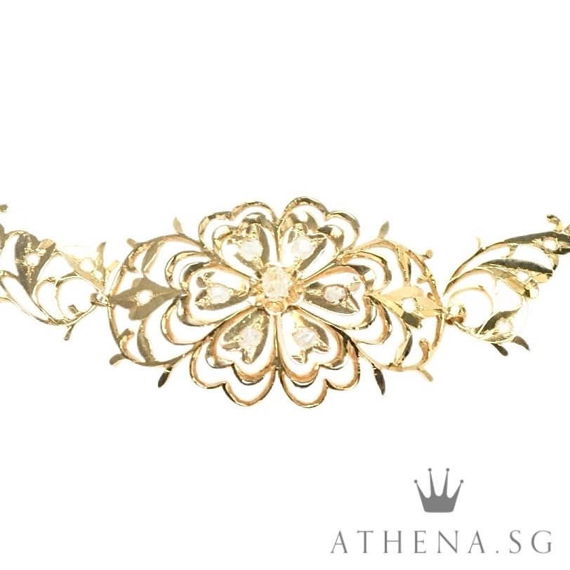 20K YG ANTIQUE DESIGN INTAN BRACELET 7.21G (LENGTH 16CM) - Image 2