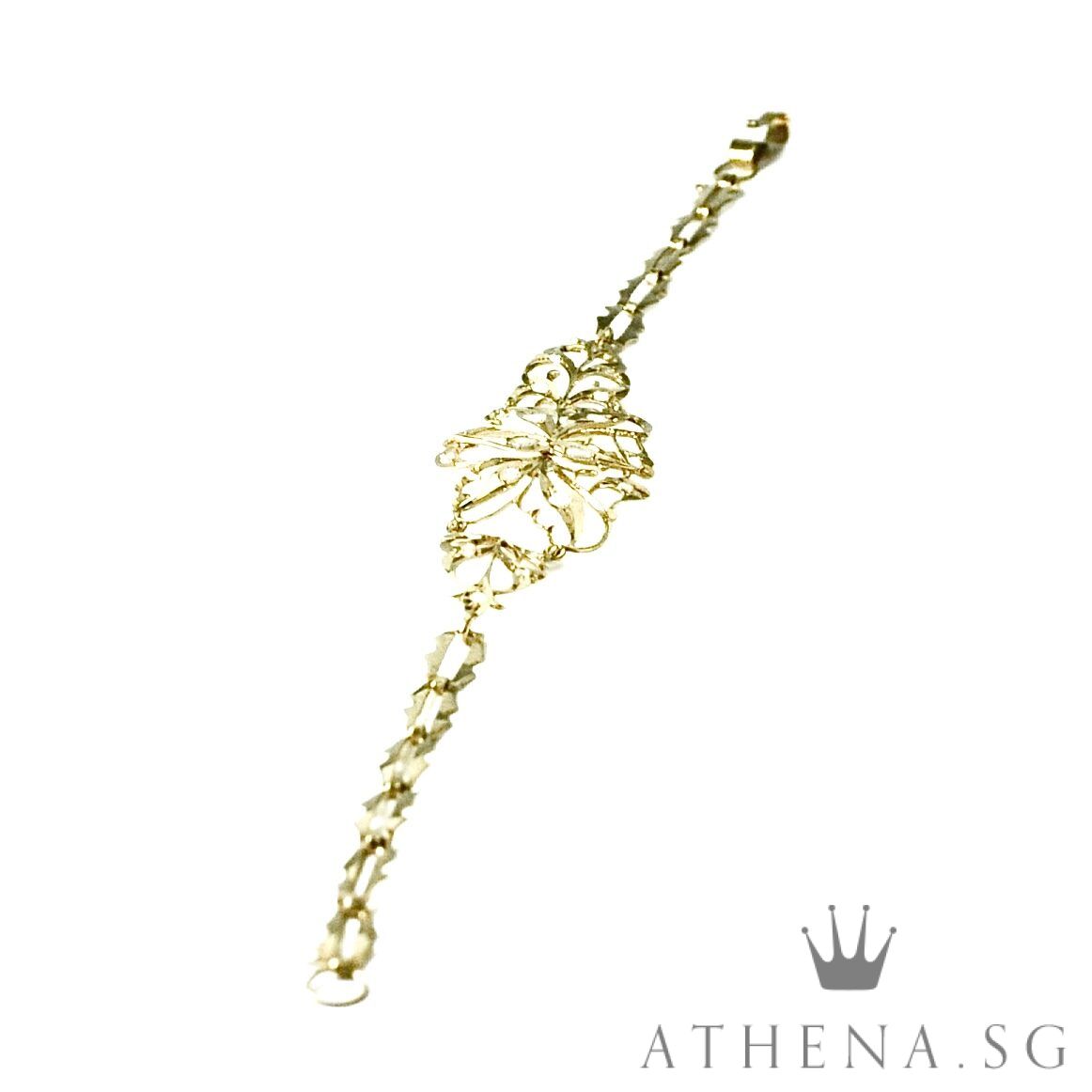 18K Y/G ANTIQUE DESIGN INTAN BRACELET 5.49G (LENGTH 19CM) - Image 4