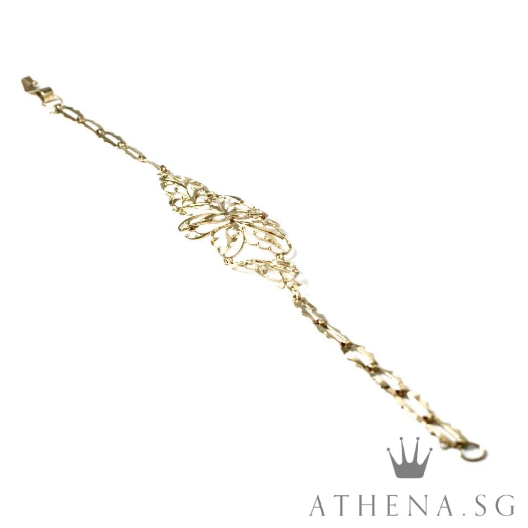 18K Y/G ANTIQUE DESIGN INTAN BRACELET 5.49G (LENGTH 19CM) - Image 3