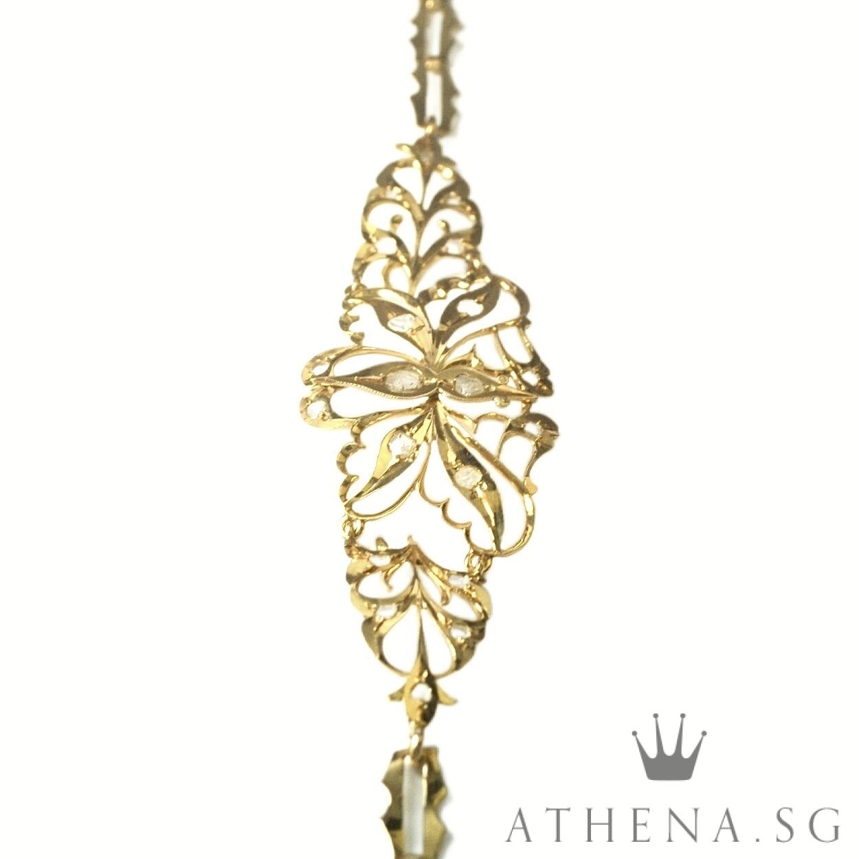 18K Y/G ANTIQUE DESIGN INTAN BRACELET 5.49G (LENGTH 19CM) - Image 2