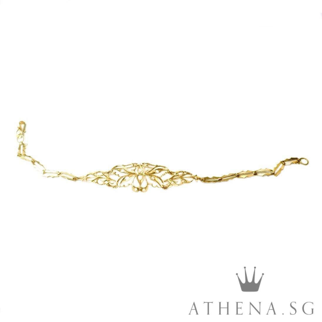18K Y/G ANTIQUE DESIGN INTAN BRACELET 5.49G (LENGTH 19CM) - Image 5