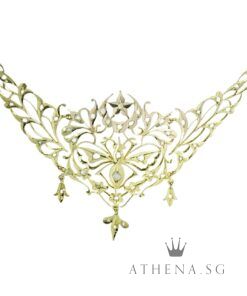 18K YG ANTIQUE DESIGN INTAN NECKLACE 9.89G