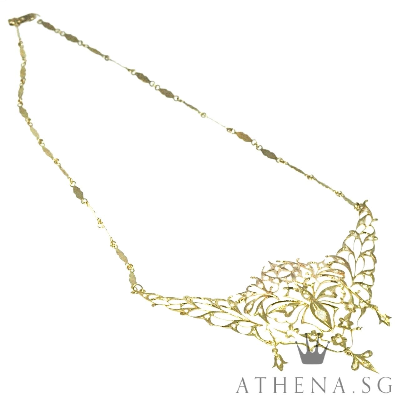 18K YG ANTIQUE DESIGN INTAN NECKLACE 9.89G - Image 5