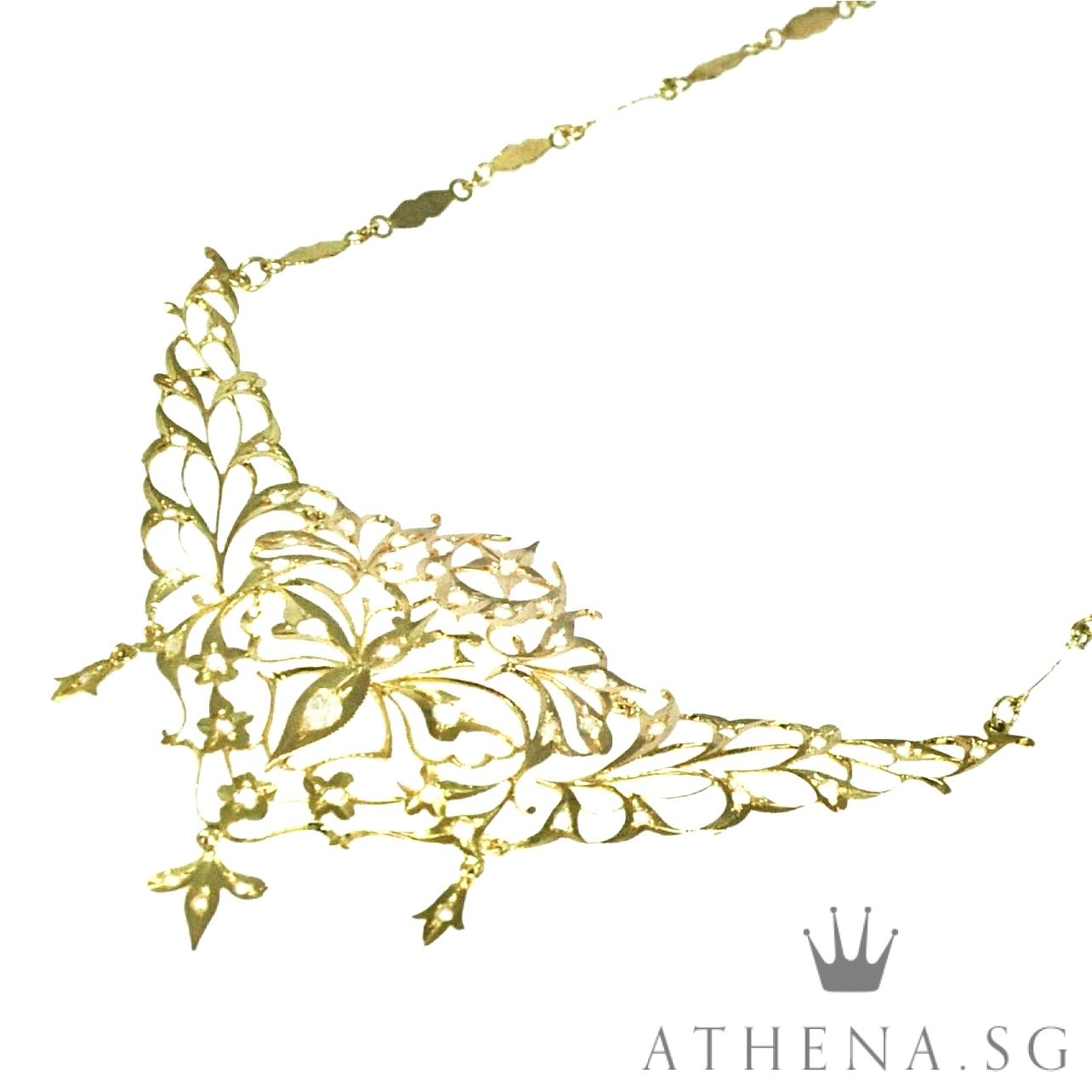 18K YG ANTIQUE DESIGN INTAN NECKLACE 9.89G - Image 6