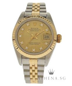 ROLEX 18K HALF Y/G OYSTER PERPETUAL LADIES DATEJUST 26MM "X" SERIES "CHAMPAGNE DIAMOND DIAL" (WATCH ONLY) 69173