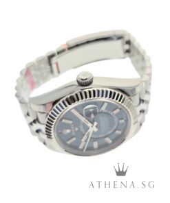 Alternative view of UNWORN!! FULL STICKER INTACT!! ROLEX WHITE ROLESOR OYSTER PERPETUAL ANNUAL CALENDAR GMT SKY-DWELLER "AN" SERIES "BRIGHT BLUE DIAL" WITH BOX & CERT DATED (03/2025) (STILL UNDER AGENT WARRANTY) 336934