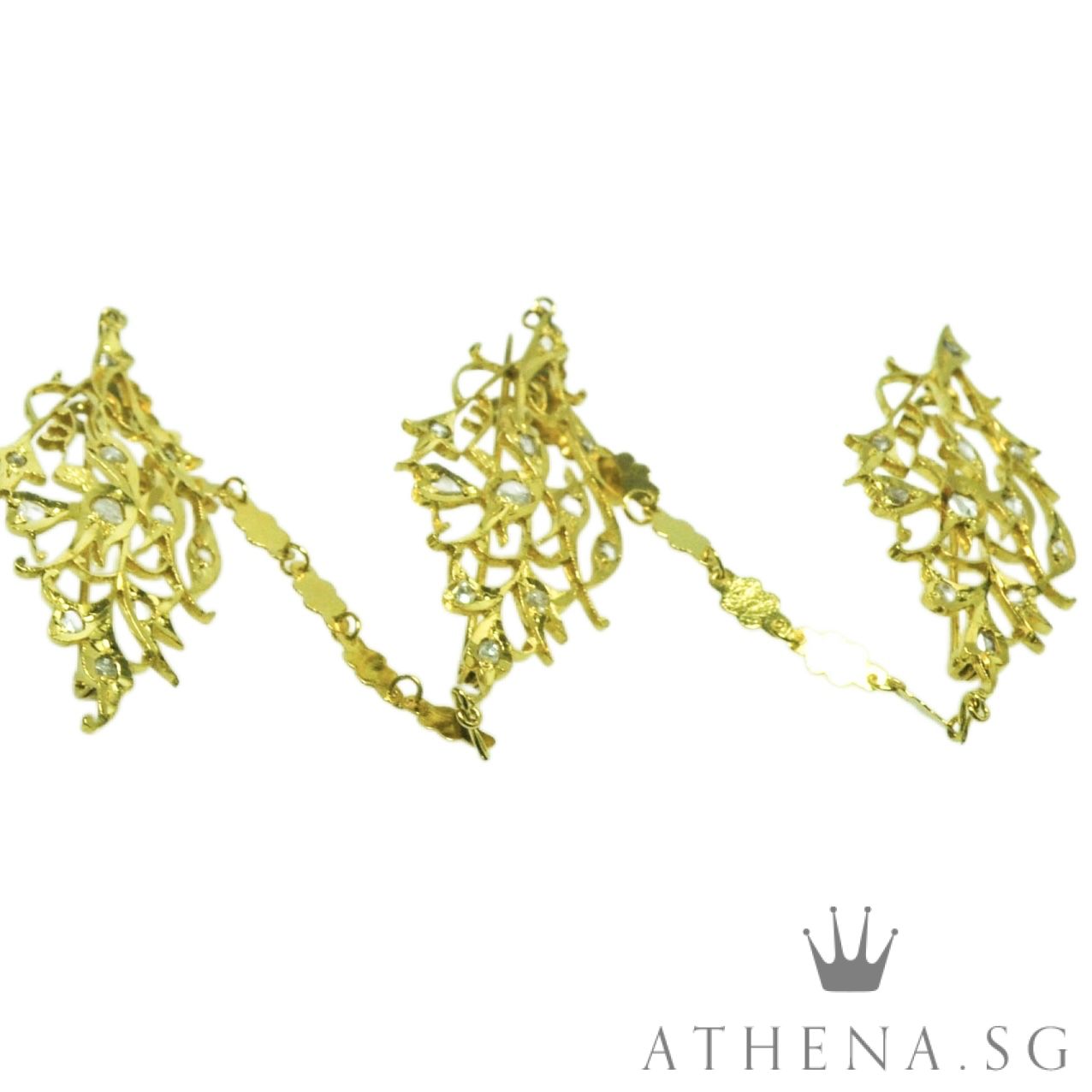 18K Y/G ANTIQUE INTAN KEROSANG BROOCH 11.37G - Image 3