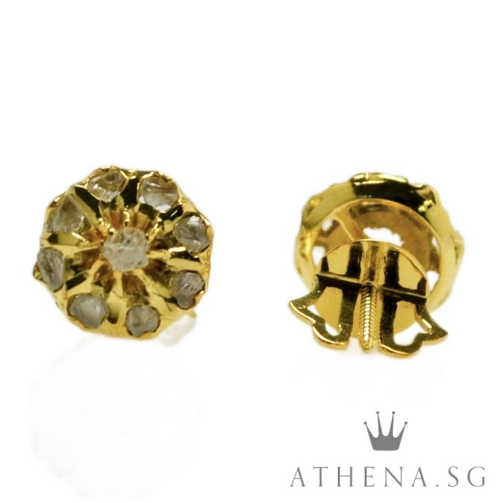 18K YG ANTIQUE DESIGN INTAN EARSTUD 2.02G ($688.00 NETT)