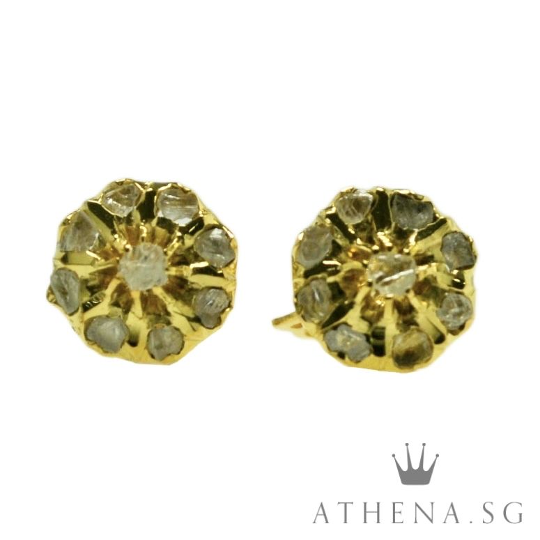 18K YG ANTIQUE DESIGN INTAN EARSTUD 2.02G ($688.00 NETT) - Image 5