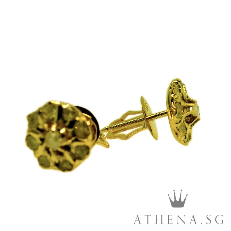 18K YG ANTIQUE DESIGN INTAN EARSTUD 2.02G ($688.00 NETT) - Image 3
