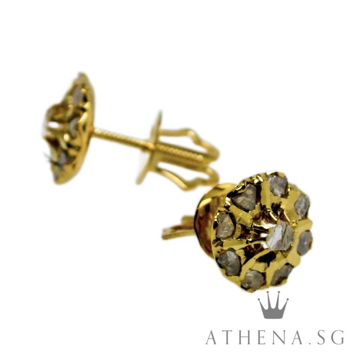18K YG ANTIQUE DESIGN INTAN EARSTUD 2.02G ($688.00 NETT) - Image 4