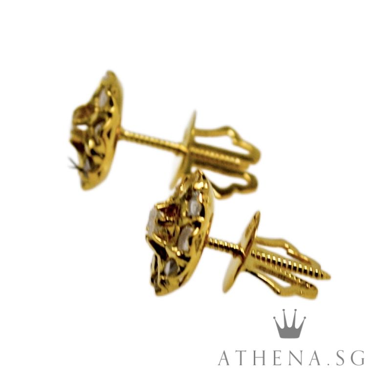 18K YG ANTIQUE DESIGN INTAN EARSTUD 2.02G ($688.00 NETT) - Image 2