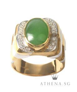 Alternative view of 20K 2 TONE JADE RING WITH DIAMOND D14-0.25CTS 12.30G (WITH CERT) (SIZE 16) ($2,488.00 NETT)