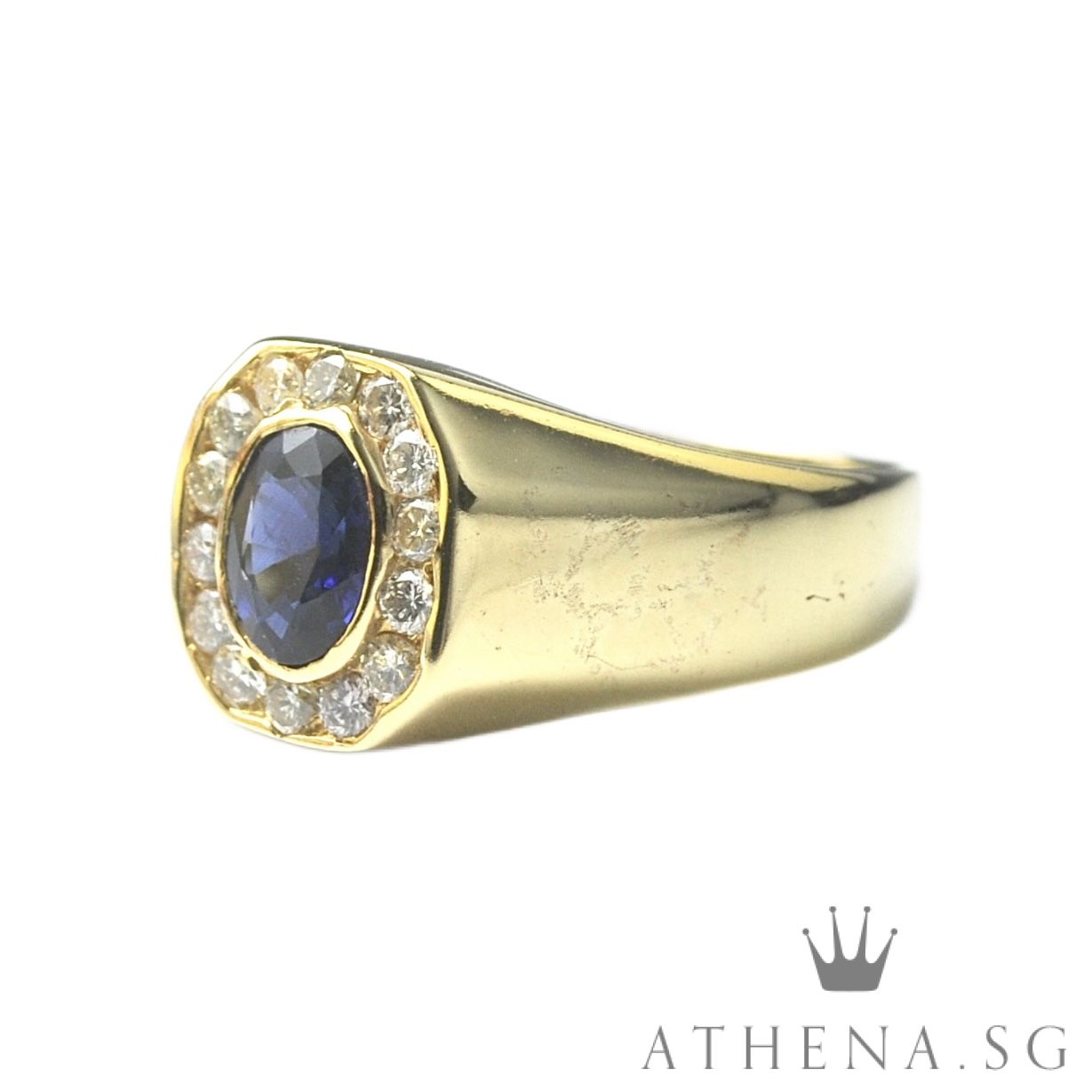 18K YG BLUE SAPPHIRE RING WITH DIAMOND D14-0.42CTS 6.89G (SIZE 22) (WITH CERT) - Image 3