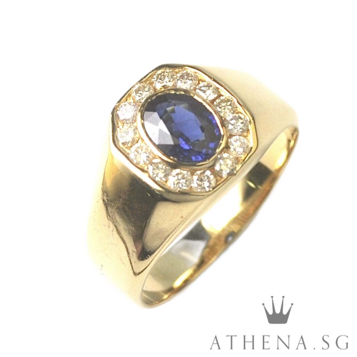 18K YG BLUE SAPPHIRE RING WITH DIAMOND D14-0.42CTS 6.89G (SIZE 22) (WITH CERT) - Image 5