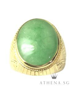 Alternative view of 20K YG FANCY DESIGN JADE RING 12.04G (SIZE 16) ($1,788.00 NETT)