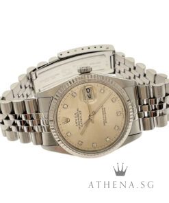 Alternative view of VINTAGE ROLEX MENS OYSTER PERPETUAL DATEJUST 36MM "SILVER DIAMOND DIAL" WITH SERVICE CERT DATED (07/2023) 16014