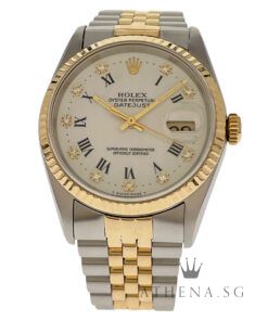 ROLEX 18K HALF GOLD OYSTER PERPETUAL DATEJUST 36 "W" SERIES "WHITE DIAMOND WITH ROMAN NUMERAL DIAL" (WATCH ONLY) 16233