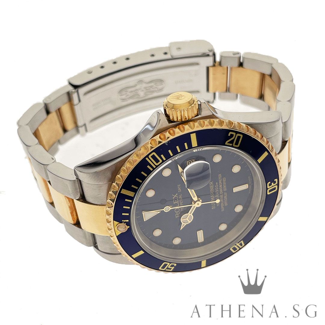 ROLEX 18K HALF YELLOW GOLD ROLESOR OYSTER PERPETUAL SUBMARINER DATE "P" SERIES "BLUE SWISS MADE DIAL" (WATCH ONLY) 16613T - Image 2