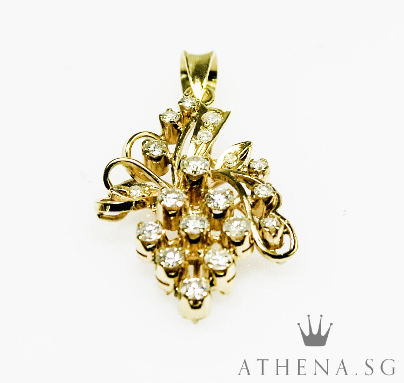 18K YG GRAPE DESIGN DIAMOND PENDANT D19-0.60CTS 3.33G - Image 2