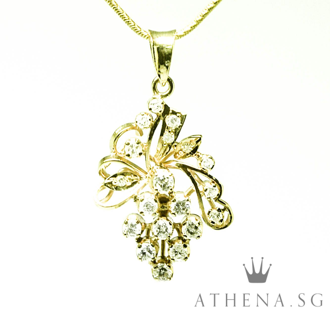 18K YG GRAPE DESIGN DIAMOND PENDANT D19-0.60CTS 3.33G - Image 3