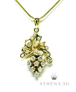 18K YG GRAPE DESIGN DIAMOND PENDANT D19-0.60CTS 3.33G