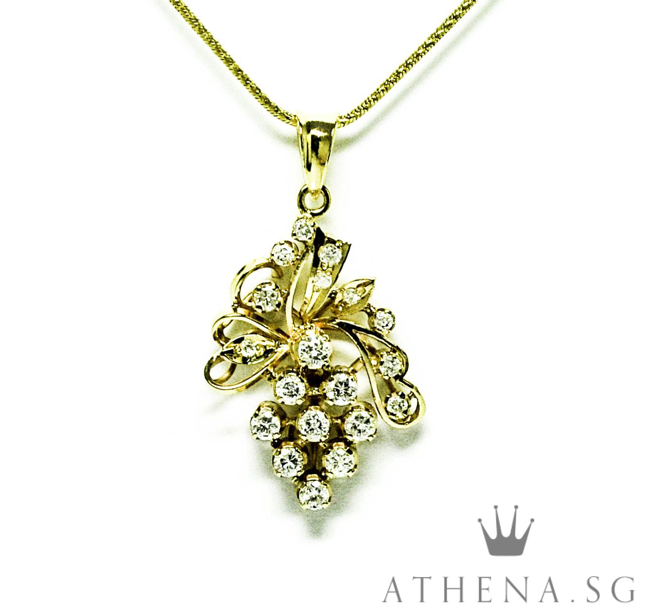 18K YG GRAPE DESIGN DIAMOND PENDANT D19-0.60CTS 3.33G
