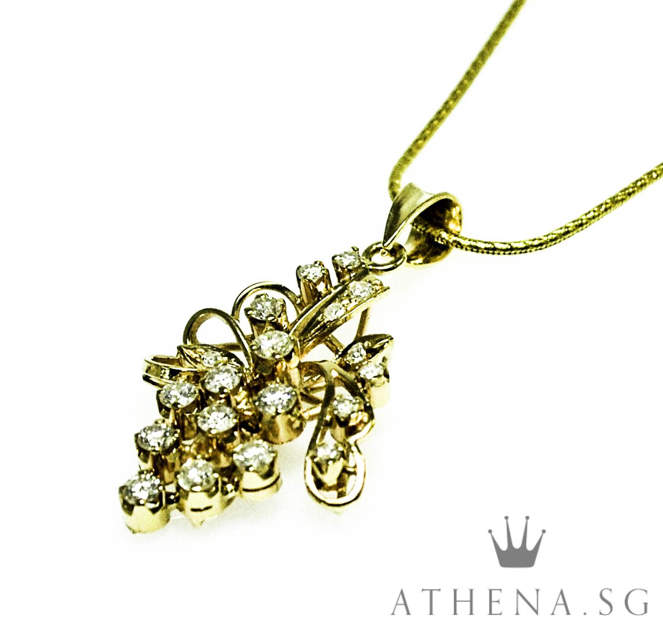 18K YG GRAPE DESIGN DIAMOND PENDANT D19-0.60CTS 3.33G - Image 4