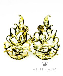 18K YG ANTIQUE DESIGN INTAN EARRING 4.91G