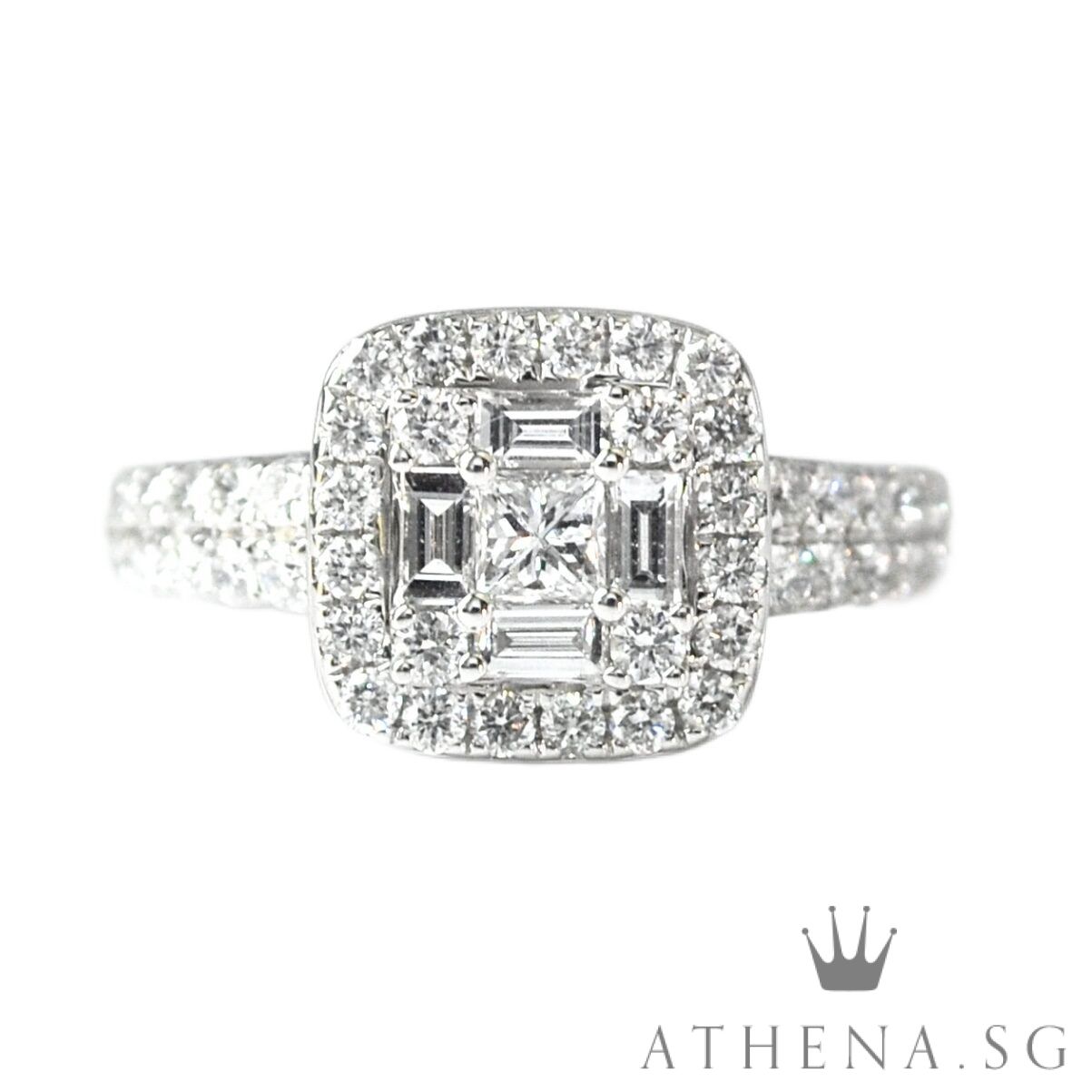 18K WG SQUARE DESIGN DIAMOND RING D53-1.06CTS 4.07G (SIZE 11)