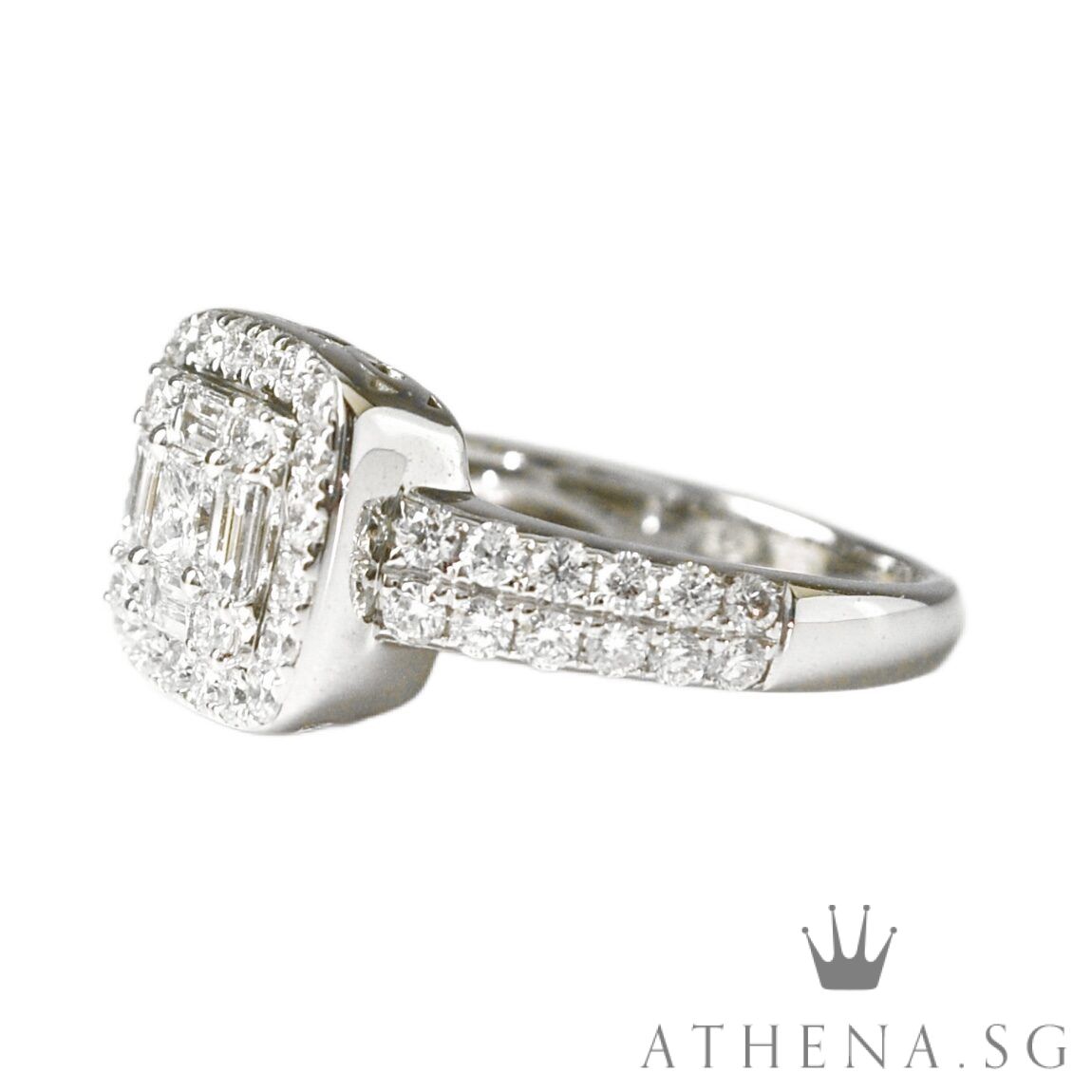 18K WG SQUARE DESIGN DIAMOND RING D53-1.06CTS 4.07G (SIZE 11) - Image 2