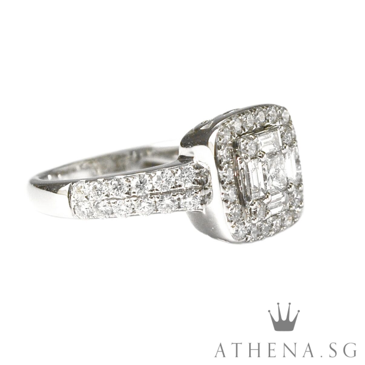 18K WG SQUARE DESIGN DIAMOND RING D53-1.06CTS 4.07G (SIZE 11) - Image 3