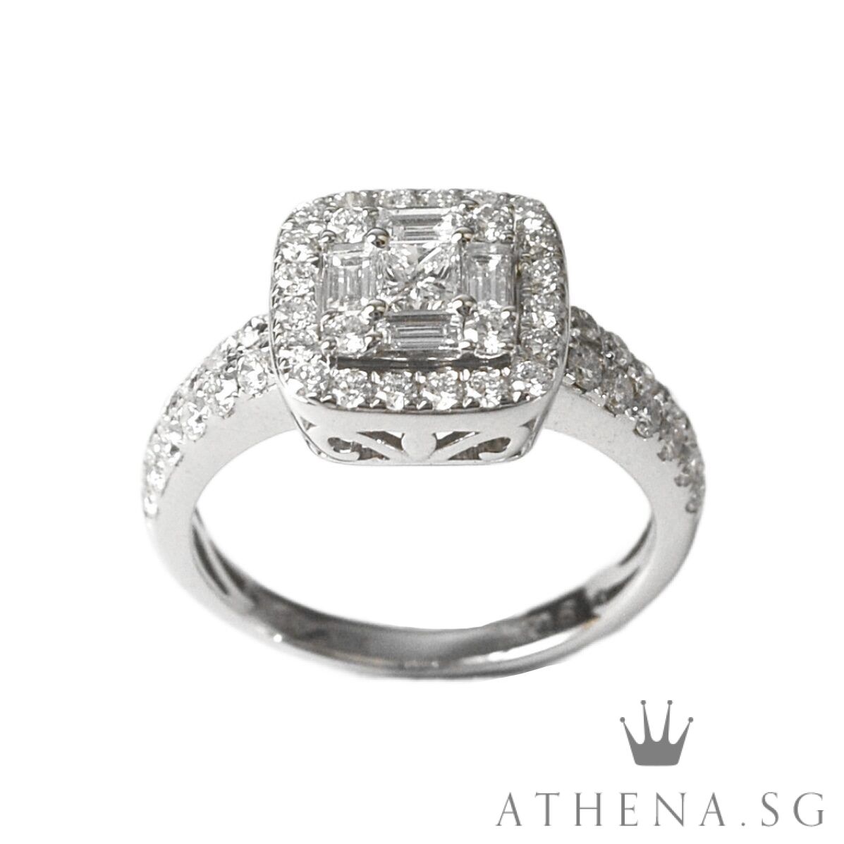 18K WG SQUARE DESIGN DIAMOND RING D53-1.06CTS 4.07G (SIZE 11) - Image 4