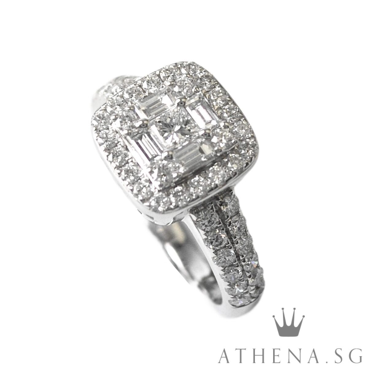 18K WG SQUARE DESIGN DIAMOND RING D53-1.06CTS 4.07G (SIZE 11) - Image 5