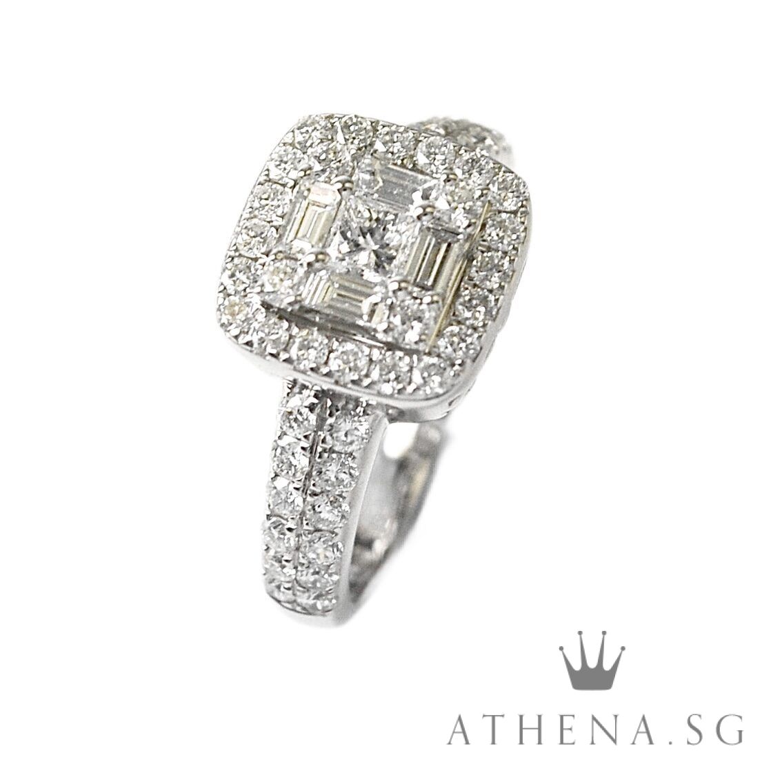 18K WG SQUARE DESIGN DIAMOND RING D53-1.06CTS 4.07G (SIZE 11) - Image 6