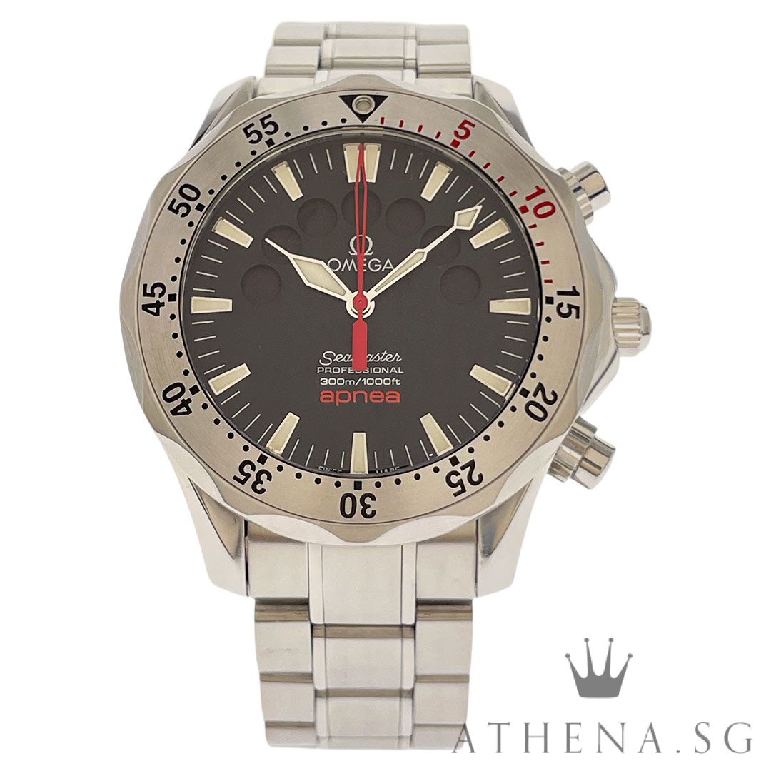 OMEGA SEAMASTER PROFESSIONAL APNEA JACQUES MAYOL AUTOMATIC 42MM "BLACK DIAL" WITH BOX & CERT DATED (12/2006) REF 2595.50.00