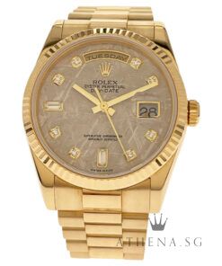 ROLEX 18K YELLOW GOLD OYSTER PERPETUAL DAY-DATE 36MM "M" SERIES "METEORITE DIAMOND DIAL" WITH BOX & CERT DATED (02/2008) 118238