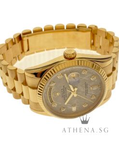 Alternative view of ROLEX 18K YELLOW GOLD OYSTER PERPETUAL DAY-DATE 36MM "M" SERIES "METEORITE DIAMOND DIAL" WITH BOX & CERT DATED (02/2008) 118238