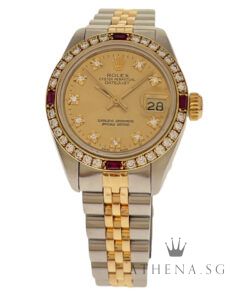 ROLEX 18K HALF YELLOW GOLD OYSTER PERPETUAL LADIES DATEJUST 26MM "7 MILLION" SERIES "CHAMPAGNE DIAMOND DIAL" (WATCH ONLY) 6917