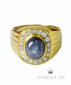 916 YG BLUE STAR SAPPHIRE RING WITH DIAMOND D18-0.50CTS 11.78G (SIZE 20) [NETT $2,588.00]