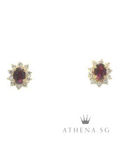 Alternative view of 20K YG RUBY EARSTUD WITH DIAMOND D20-0.40CTS 3.00G (NETT $698.00)