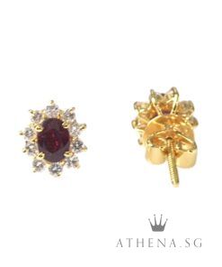 20K YG RUBY EARSTUD WITH DIAMOND D20-0.40CTS 3.00G (NETT $698.00)